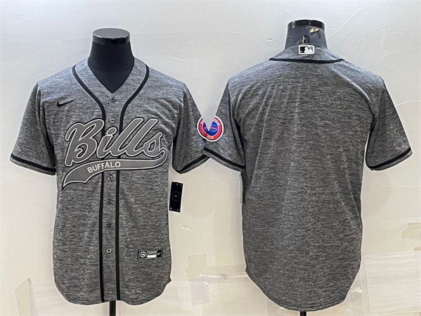 Buffalo Bills Blank Gray With Patch Cool Base Stitched Baseball Jersey - Zenithce