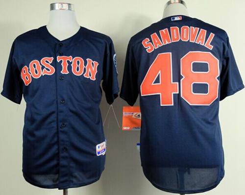 Red Sox #48 Pablo Sandoval Dark Blue Cool Base Stitched Jersey - Zenithce