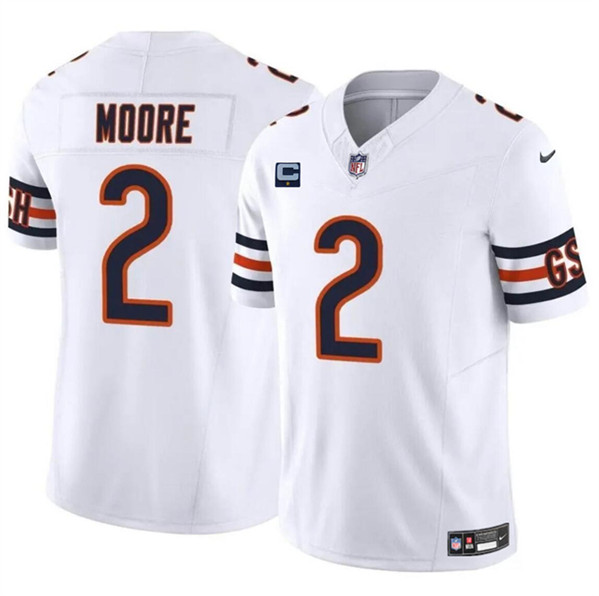 Chicago Bears #2 DJ Moore White 2024 F.U.S.E. With 1-Star C Patch Vapor Untouchable Limited Stitched Jersey - Zenithce