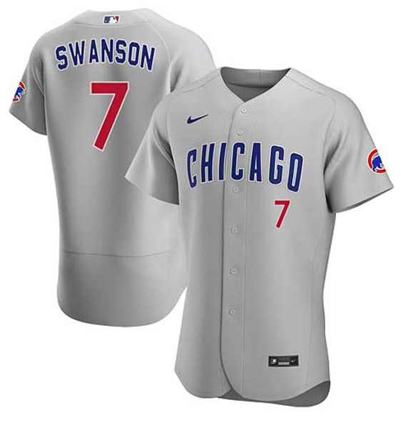 Chicago Cubs #7 Dansby Swanson Gray Flex Base Stitched Jersey - Zenithce