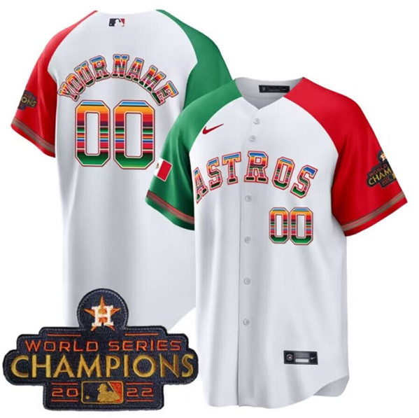 Houston Astros Custom White Mexico With World Serise Champions Patch Cool Base Stitched Jersey - Zenithce