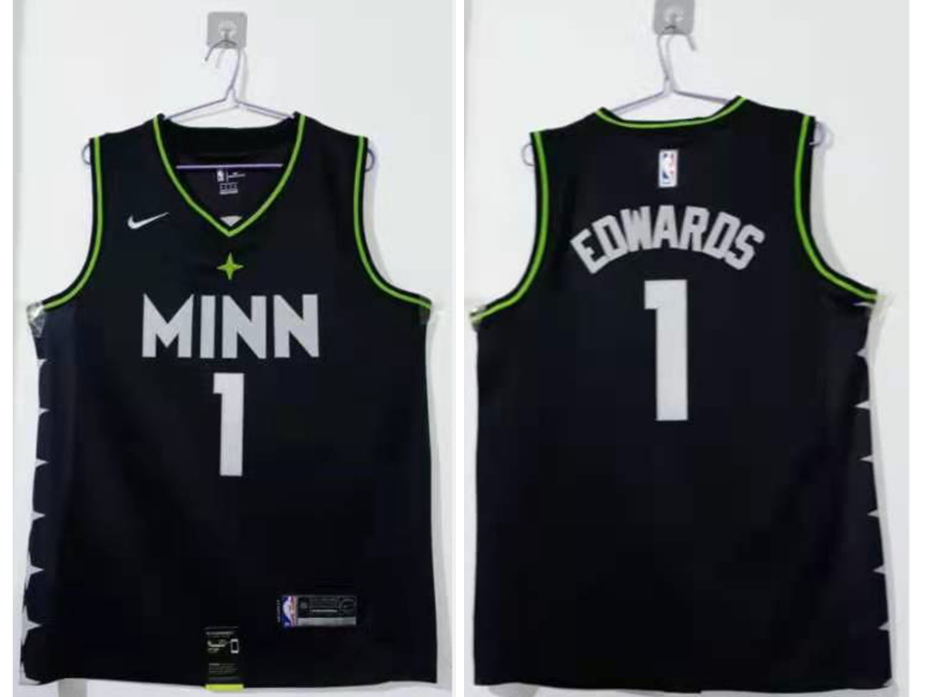 Minnesota Timberwolves #1 Anthony Edwards Black 2021 City Edition Swingman Stitched Jersey - Zenithce