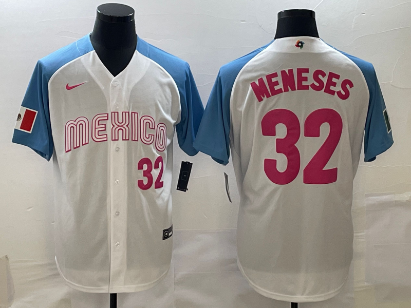 Mexico #32 Joey Meneses 2023 White Blue World Classic Stitched Jersey - Zenithce