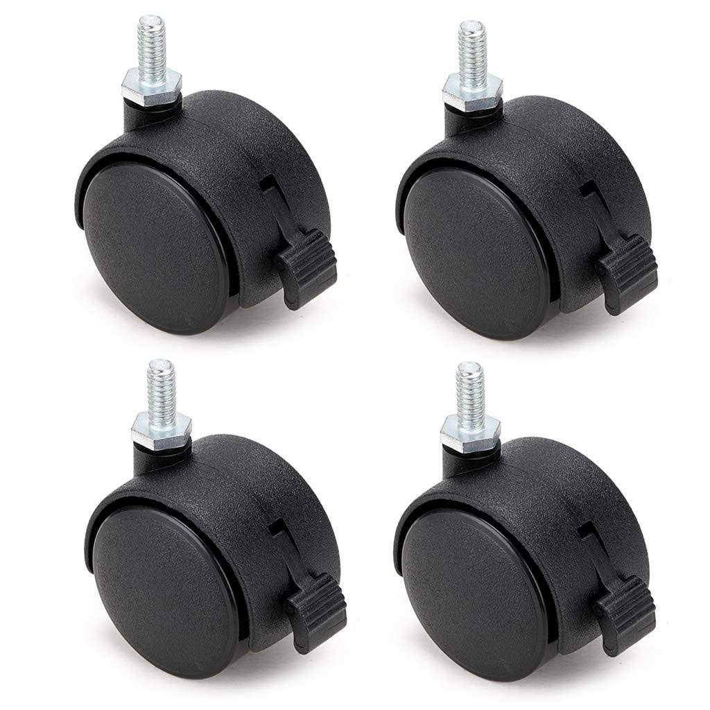 Skelang 4 Pcs 1.5 Nylon Plastic Swivel Stem Casters Wheel With Brakes - Zenithce