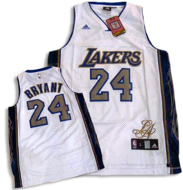 Los Angeles Lakers #24 Kobe Bryant Signature Editon White Swingman Jersey - Zenithce