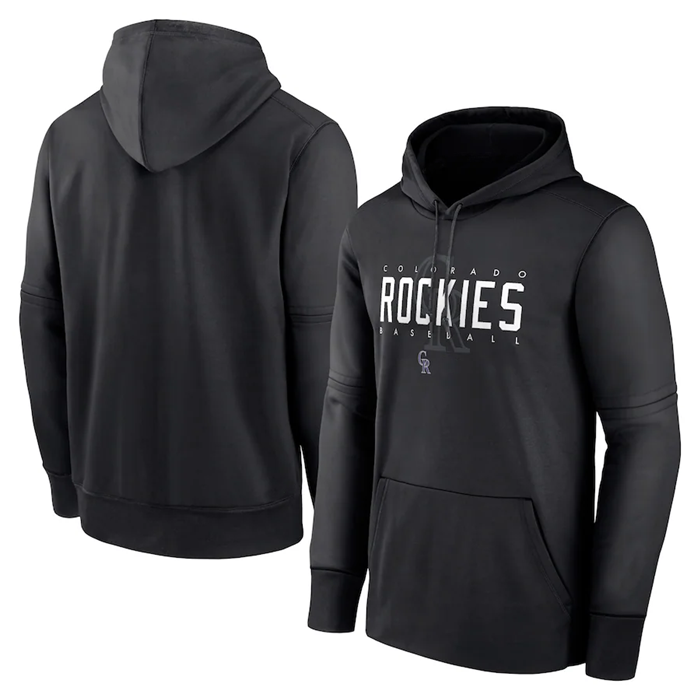 Colorado Rockies Black Pregame Performance Pullover Hoodie - Zenithce