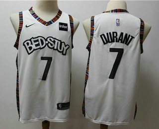 Brooklyn Nets #7 Kevin Durant NEW White 2020 City Edition Swingman Jersey With The Sponsor Logo - Zenithce