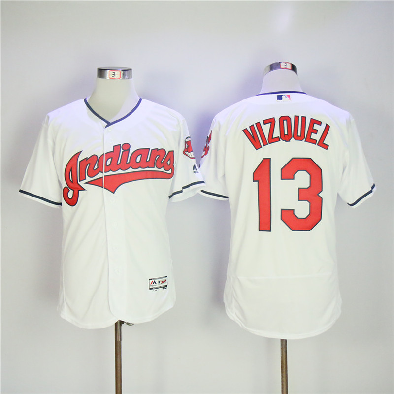 Cleveland Indians #13 Omar Vizquel White Flexbase Stitched Jersey - Zenithce
