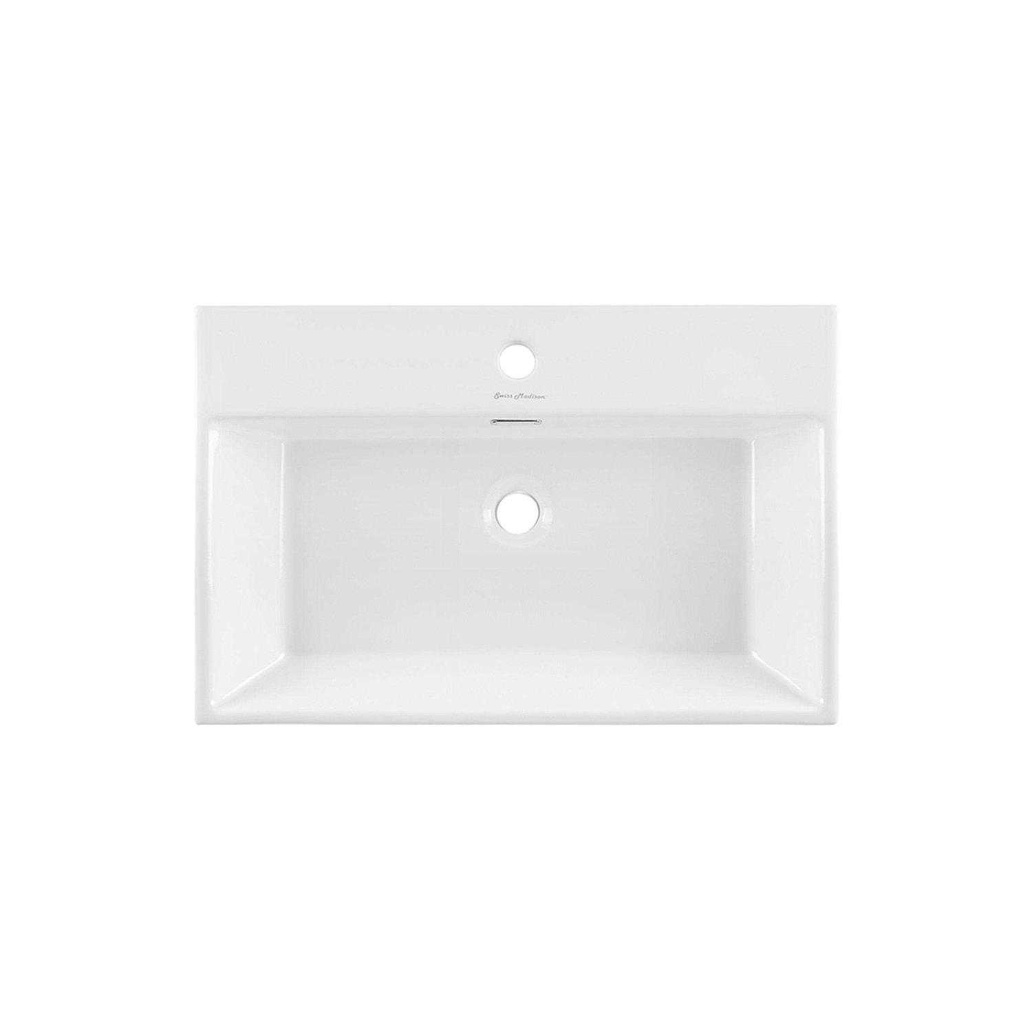 Swiss Madison Claire 24 Ceramic Console Sink Matte Black Basin Brushed - Zenithce