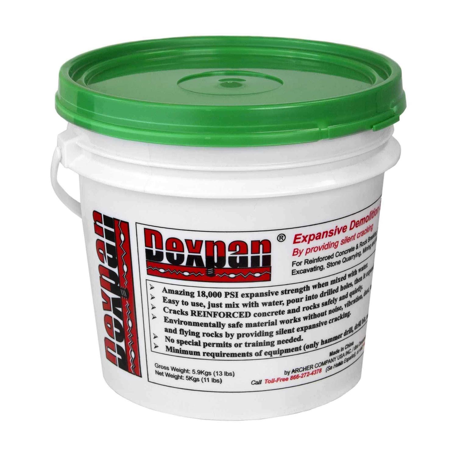 Dexpan Expansive Demolition Grout 11 lb. Bucket for Rock Breaking - Zenithce