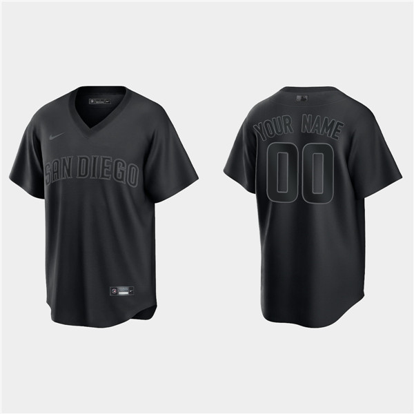 San Diego Padres Customized Custom Black Pitch Black Fashion Replica Stitched Jersey - Zenithce