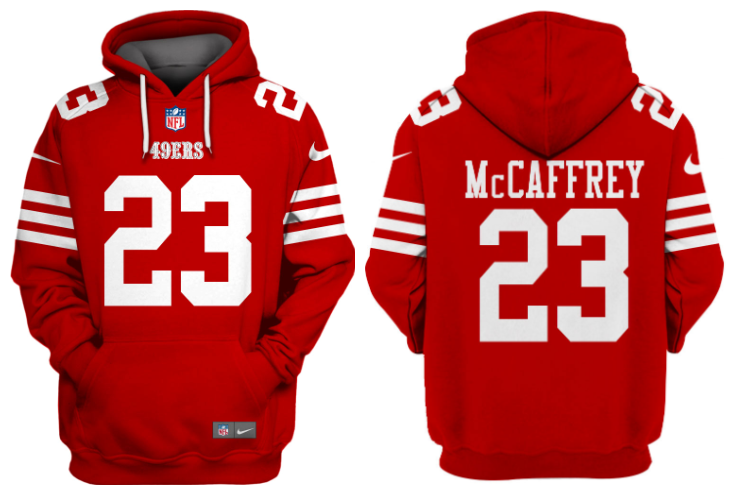 San Francisco 49ers #23 Christian McCaffrey Red Alternate Pullover Hoodie - Zenithce