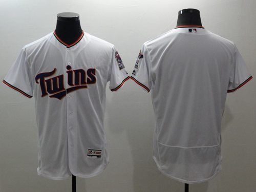 Twins Blank White Flexbase Authentic Collection Stitched Jersey - Zenithce