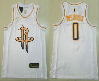 Houston Rockets #0 Russell Westbrook White Golden Swingman Stitched Jersey - Zenithce