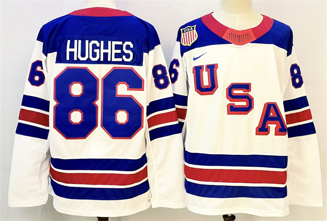 USA #86 Jack Hughes White 2025-2026 Stitched Jersey - Zenithce