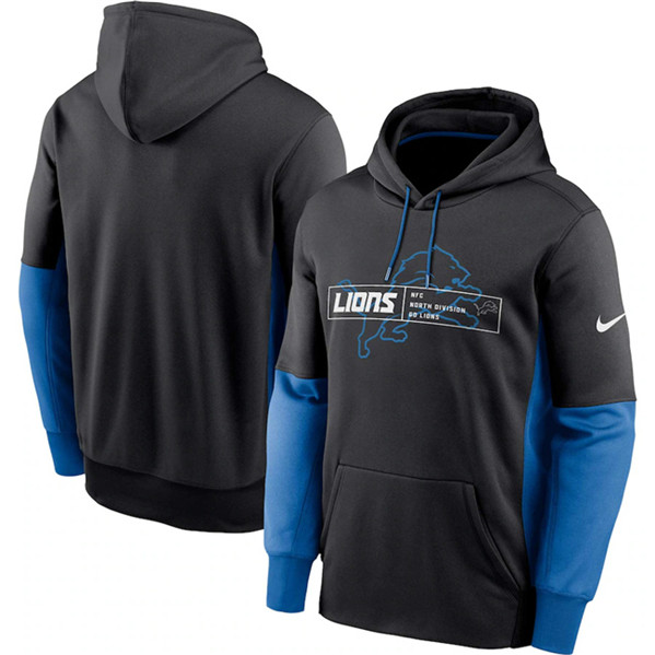 Detroit Lions Black Color Block Fleece Performance Pullover Hoodie - Zenithce