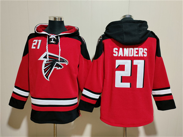 Atlanta Falcons #21 Deion Sanders Red Ageless Must-Have Lace-Up Pullover Hoodie - Zenithce