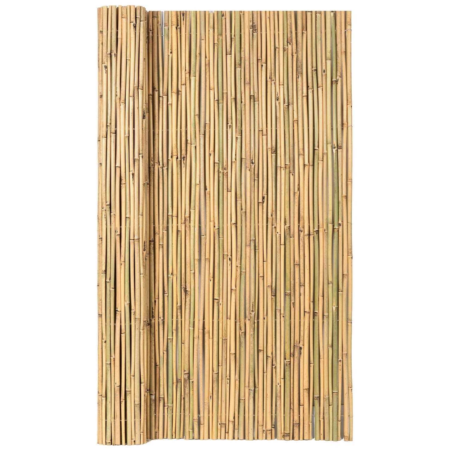 Mininfa Natural Rolled Bamboo Fence Eco-Friendly 0.7 in D x 6 feet High x Long - Zenithce
