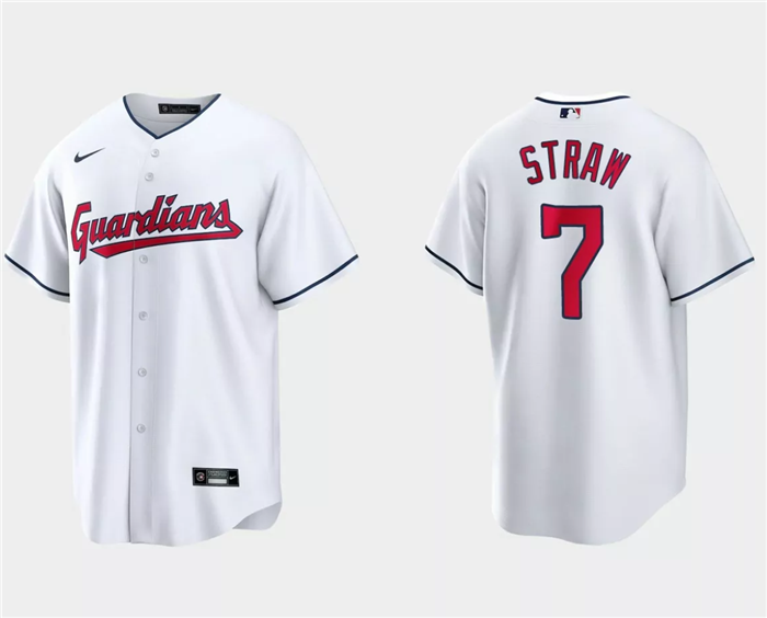Cleveland Guardians #7 Myles Straw White Cool Base Stitched Jersey - Zenithce