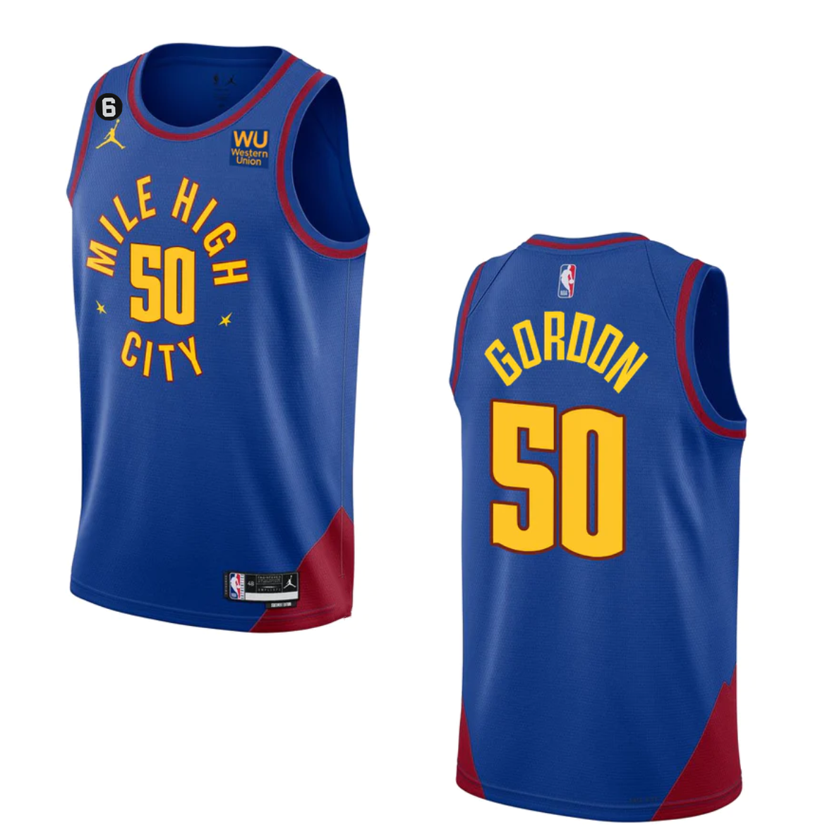 Denver Nuggets #50 Aaron Gordon Blue 2022-23 Statement Edition With NO.6 Patch Stitched Jersey - Zenithce