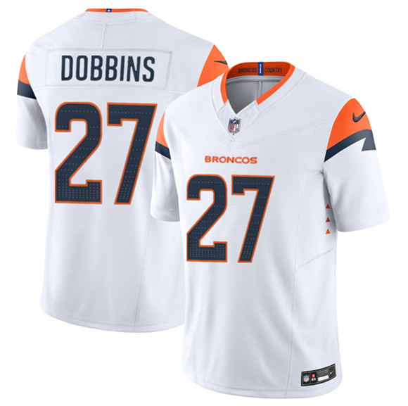 Denver Broncos #27 J.K. Dobbins White 2025 F.U.S.E. Vapor Limited Stitched Jersey - Zenithce