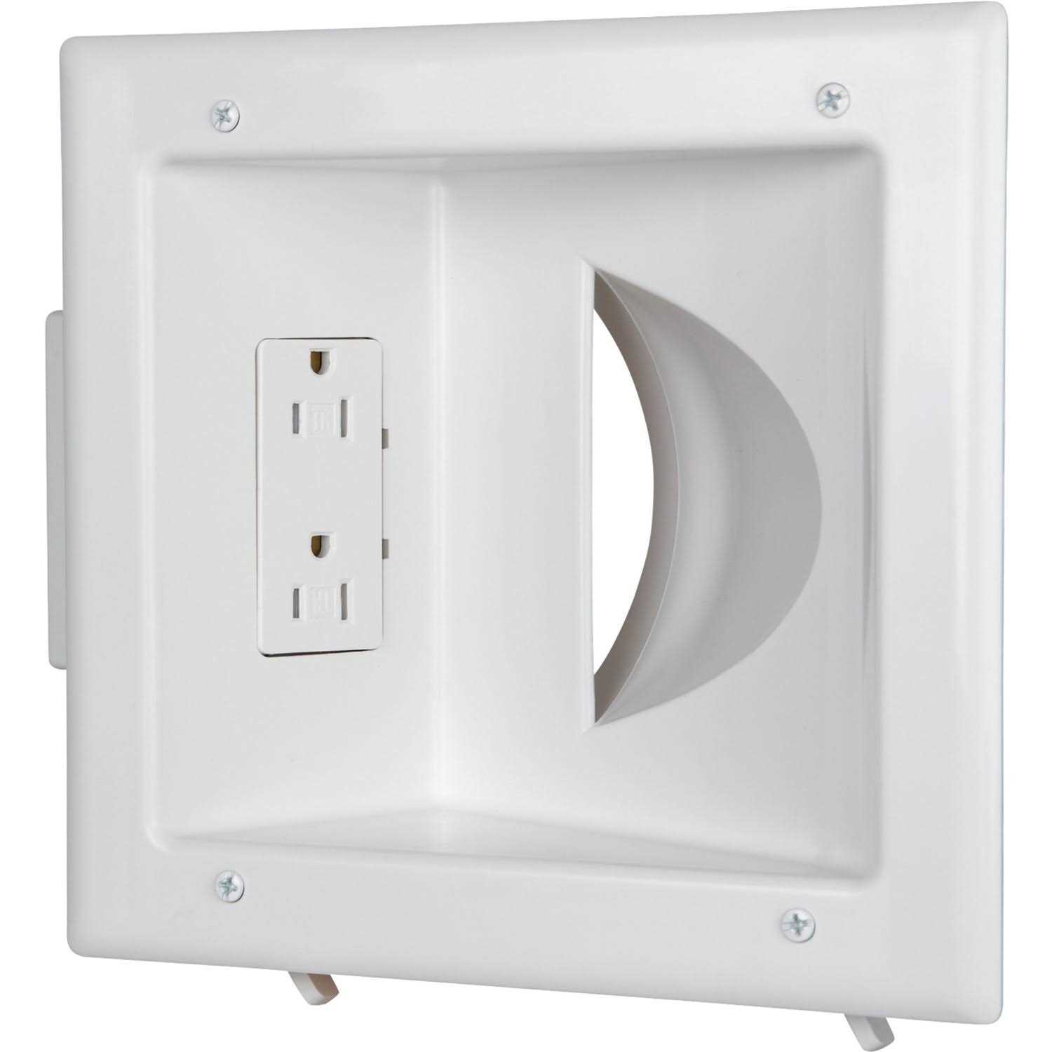 DataComm Recessed Low-Voltage Media Plate with Duplex Receptacle 45-0031-WH - Zenithce