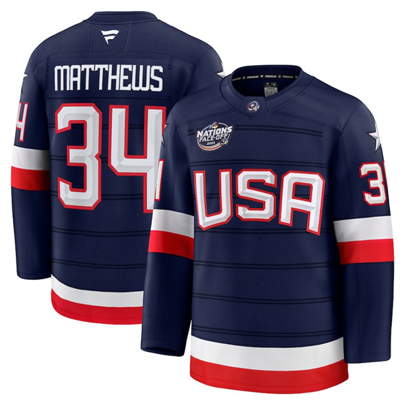USA #34 Auston Matthews Navy 2025 4 Nations Stitched Jersey - Zenithce