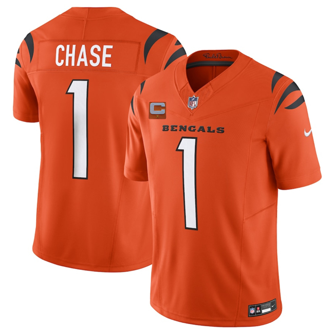 Cincinnati Bengals #1 Ja'Marr Chase Orange 2025 F.U.S.E. With 1-Star C Patch Vapor Untouchable Limited Stitched Jersey - Zenithce