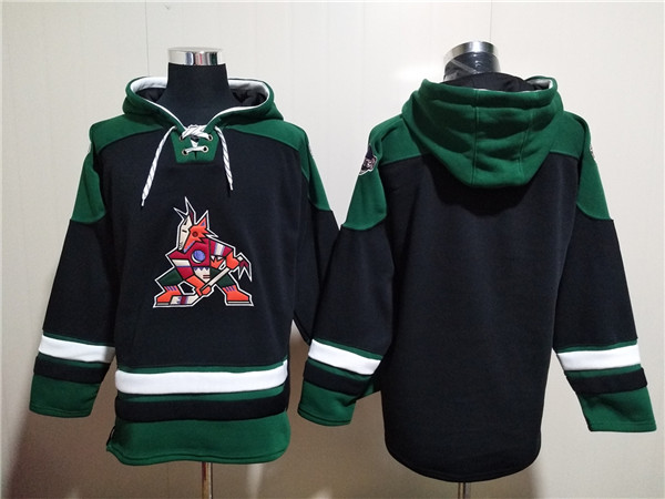 Arizona Coyotes Blank Black Green Ageless Must-Have Lace-Up Pullover Hoodie - Zenithce