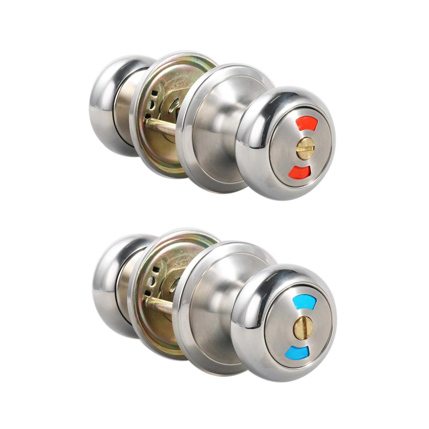 Mutex Bathroom Door Lock Knob, Color Indicator for Vacant or Occupied in Use Restroom - Zenithce