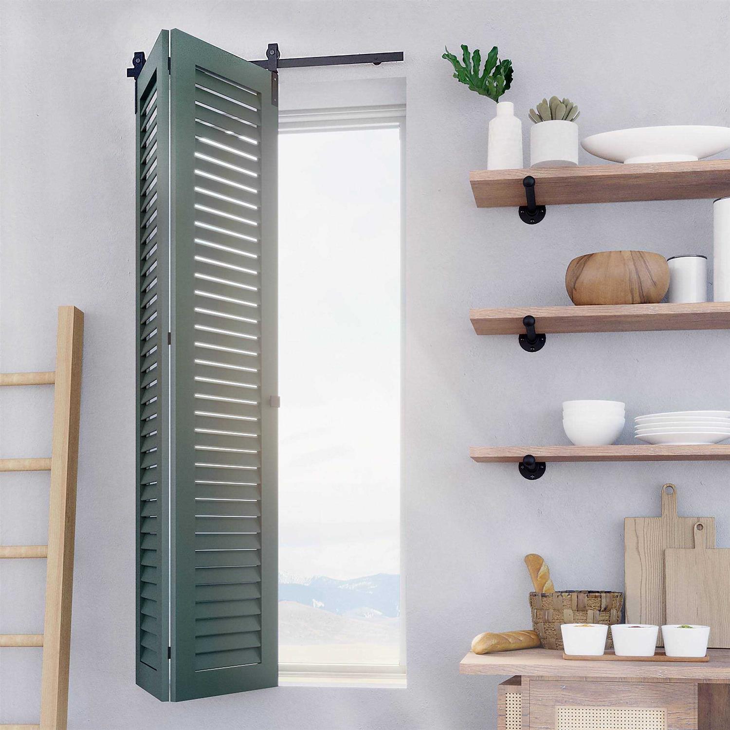Quiet Glide Black Single Bi-Fold Sliding Barn Door Track and Hardware Kit - Zenithce