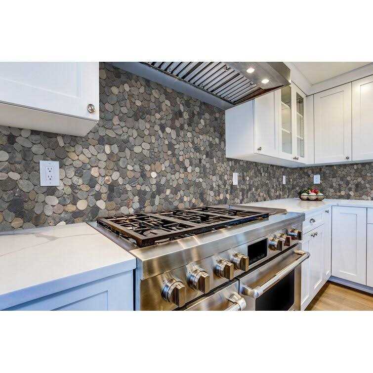 Tile Connection Sliced Pebble Grey 11-1/4 in. x 11-1/4 in. x Mesh-Mounted Mosaic Tile - Zenithce
