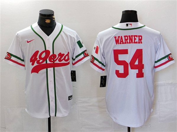 San Francisco 49ers #54 Fred Warner White With Patch Cool Base Stitched Jersey - Zenithce