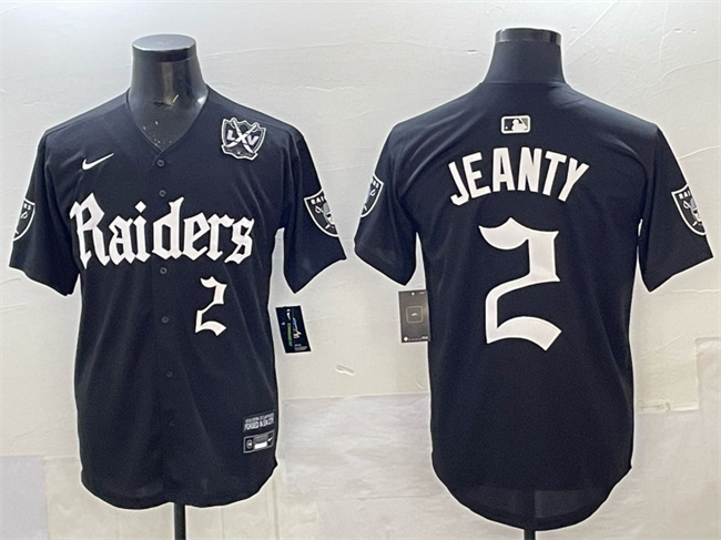 Las Vegas Raiders #2 Ashton Jeanty Black 'Gothic Sin City Shadows Edition' With 65th Anniversary Patch Vapor Limited Stitched Jersey - Zenithce