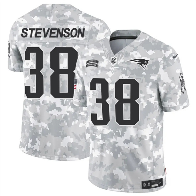 New England Patriots #38 Rhamondre Stevenson 2024 F.U.S.E. Arctic Camo Salute To Service Limited Stitched Jersey - Zenithce