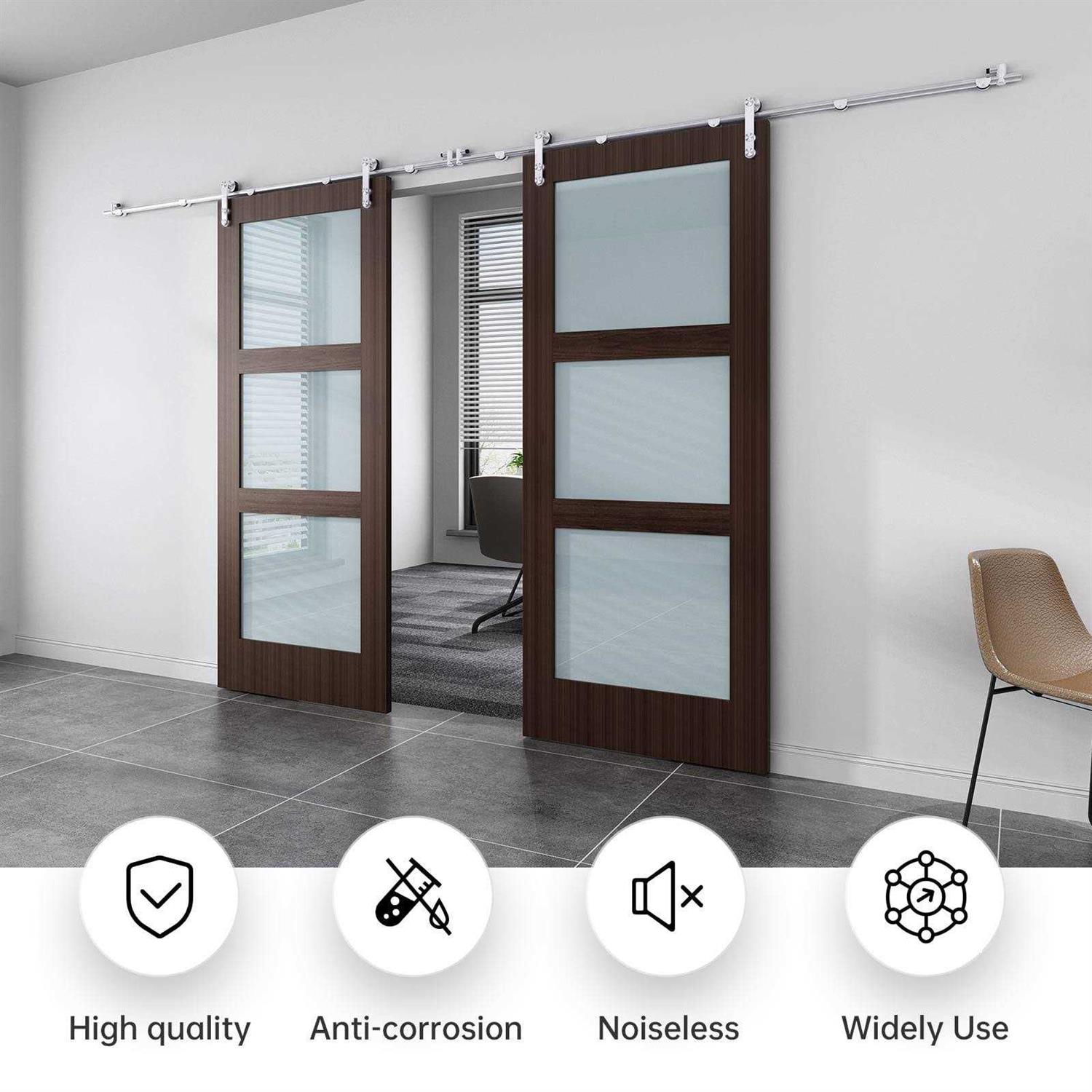EaseLife Heavy Duty Sliding Barn Door Hardware Track Kit,Straight Pulley,Slide Smoothly Quietly,Easy Install - Zenithce