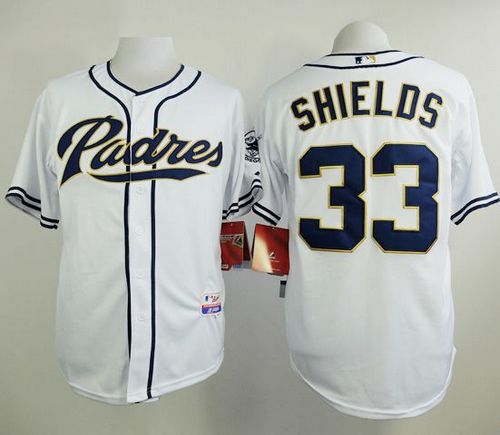 Padres #33 James Shields White Cool Base Stitched Jersey - Zenithce