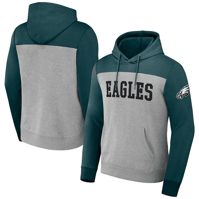 Philadelphia Eagles X Darius Rucker Collection Midnight Heather Gray Colorblock Pullover Hoodie - Zenithce