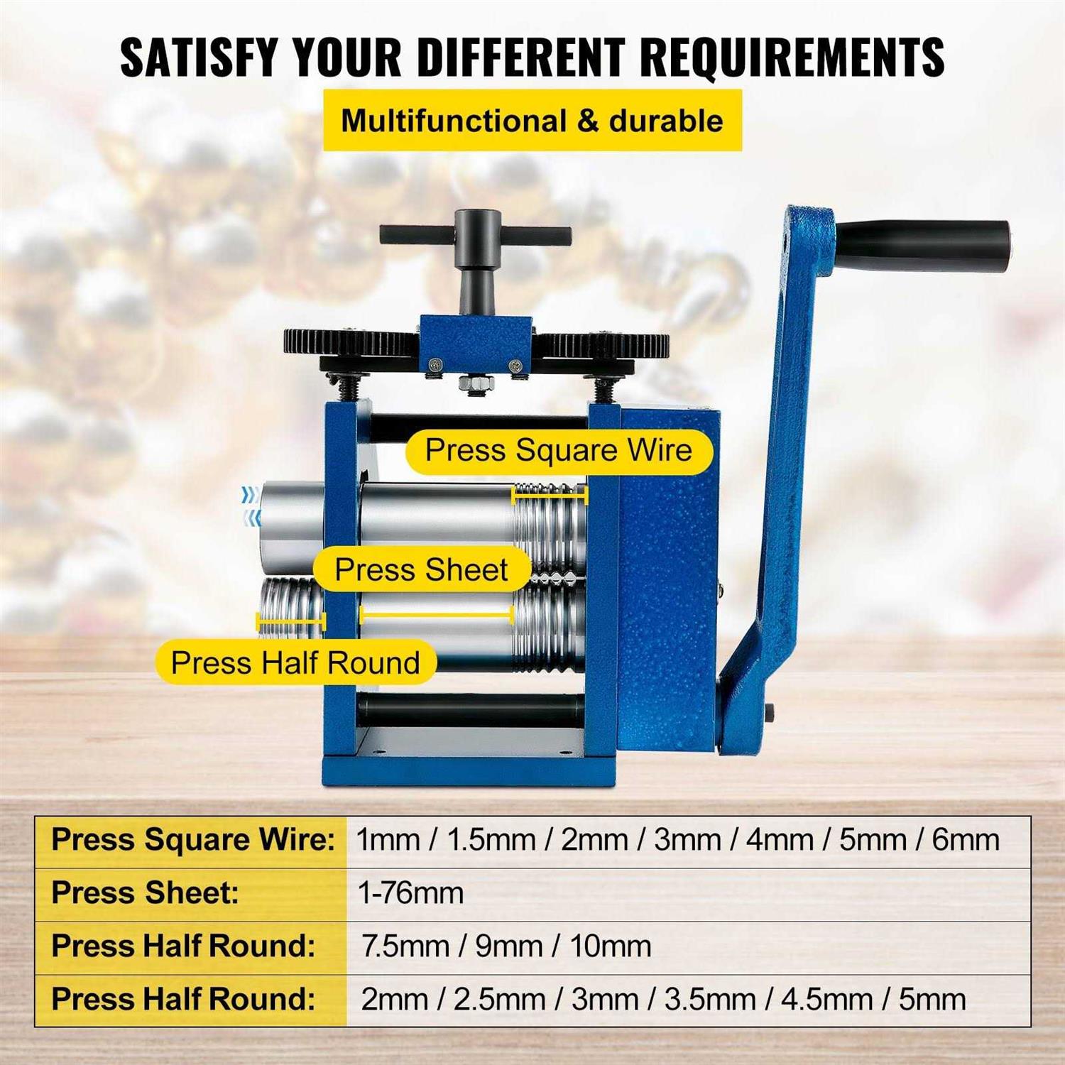 VEVOR Ring Roller Bender 3in Ring Size 1/4in Round Steel & 1×3/16 Flat Steel Capacity Portable Hand Crank Ring Roller SDWGJGYS000000001V0 - Zenithce