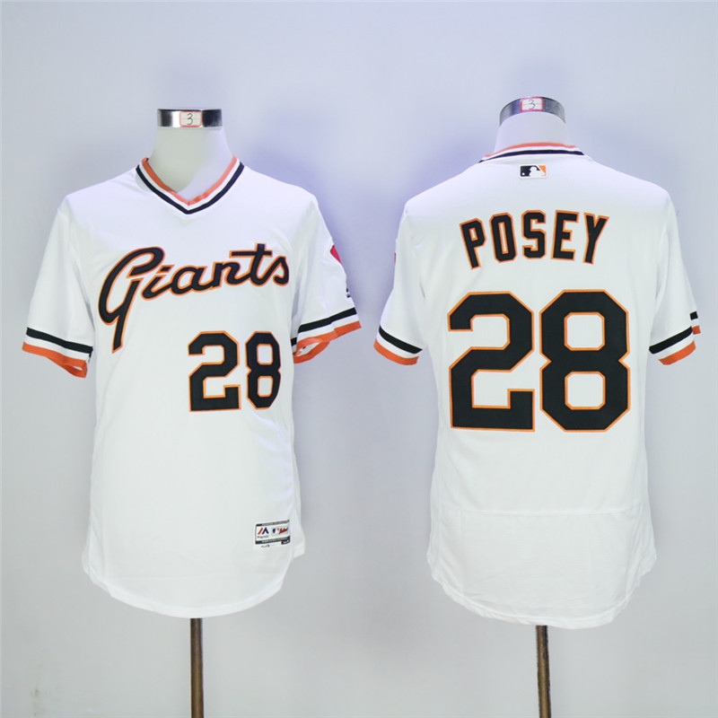 San Francisco Giants #28 Buster Posey White Cool Base Cooperstown Collection Player Stitched Jersey - Zenithce
