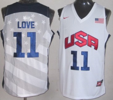 2012 Olympics Team USA #11 Kevin Love Revolution 30 Swingman White Jersey - Zenithce