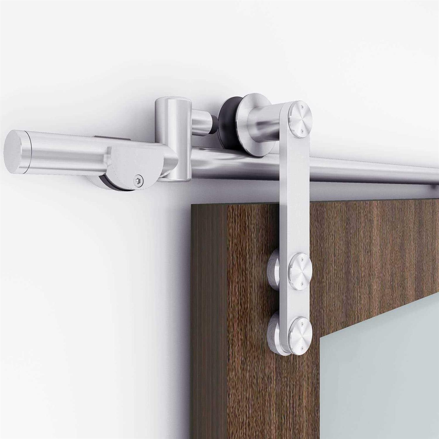 EaseLife 6.6 Ft Stainless Steel Sliding Barn Door Hardware Track Kit,Heavy Duty,Anti-Rust Anti-Corrosion,Slide Smoothly Quietly,Easy Install - Zenithce