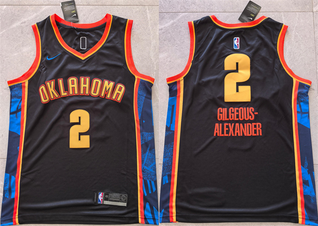 Oklahoma City Thunder #2 Shai Gilgeous-Alexander Black 2024 City Edition Stitched Jersey - Zenithce