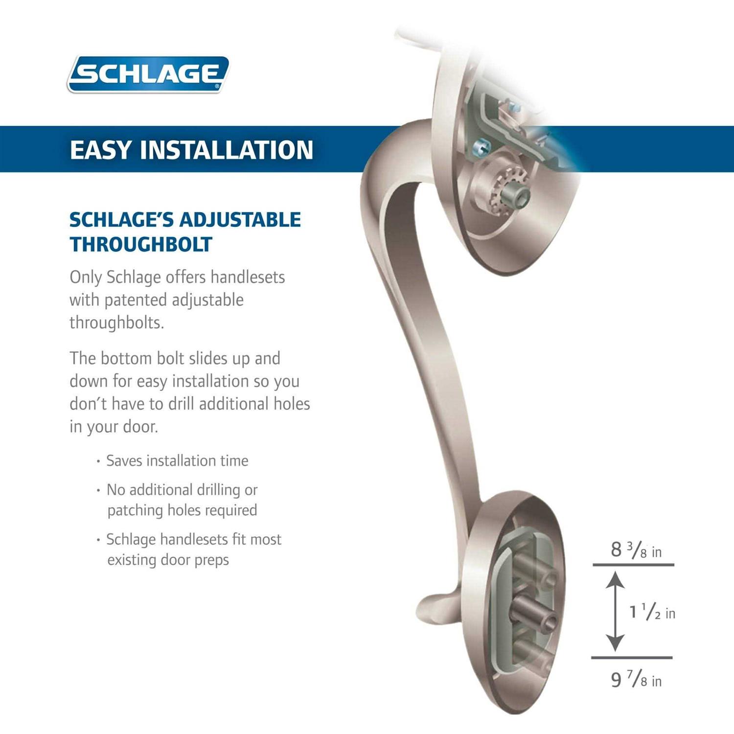 Schlage Fe285 CAM 716 GEO Camelot Front Entry Handleset with Georgian Knob - Zenithce