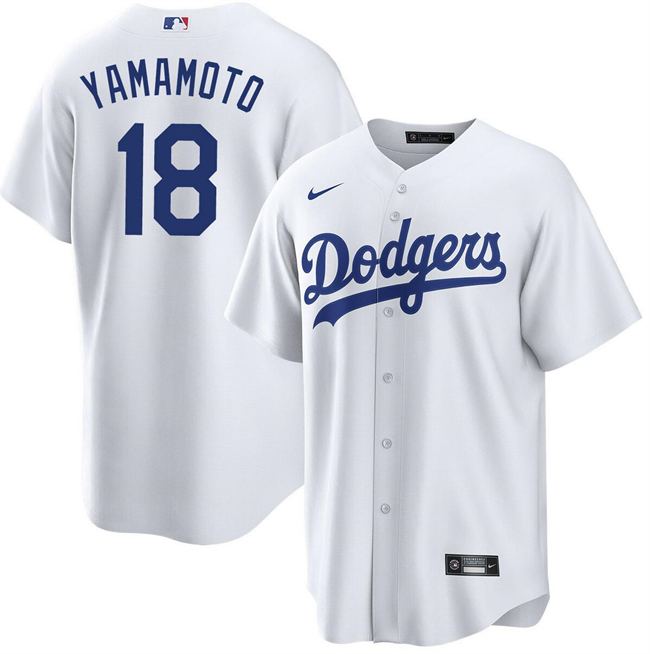 Los Angeles Dodgers #18 Yoshinobu Yamamoto White Cool Base Stitched Jersey - Zenithce