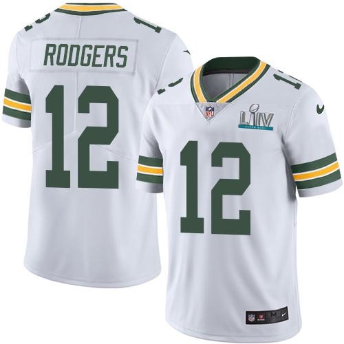 Green Bay Packers #12 Aaron Rodgers White Super Bowl LIV Vapor Untouchable Stitched Limited Jersey - Zenithce