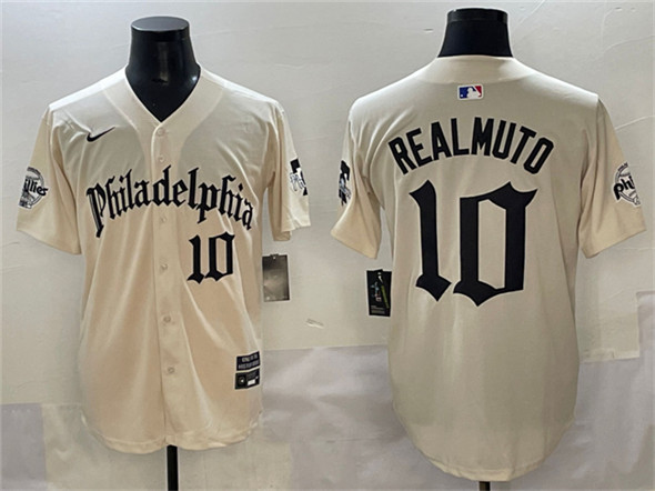 Philadelphia Phillies #10 J.T. Realmuto Cream Gothic Vapor Limited Stitched Jersey - Zenithce