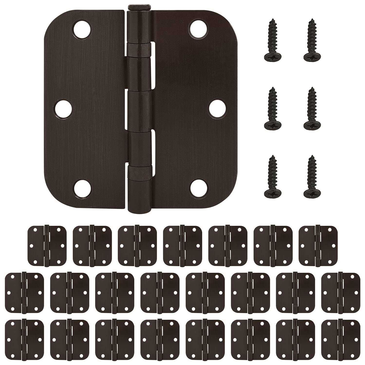 Nuk3y Residential 3 1/2 x 3 1/2 Ball Bearing Door Hinge 5/8 Radius - Zenithce