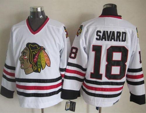Blackhawks #18 Denis Savard White CCM Throwback Stitched Jersey - Zenithce