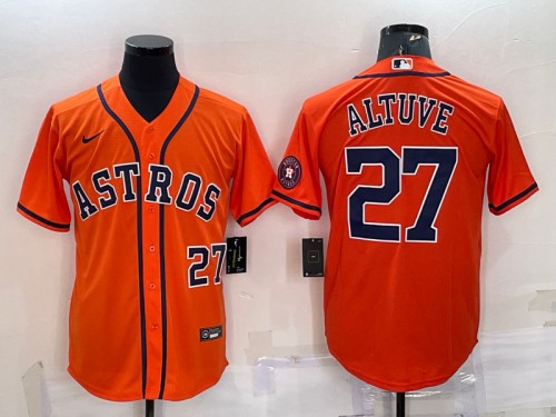 Houston Astros #27 Jose Altuve Orange With Patch Cool Base Stitched Jersey - Zenithce
